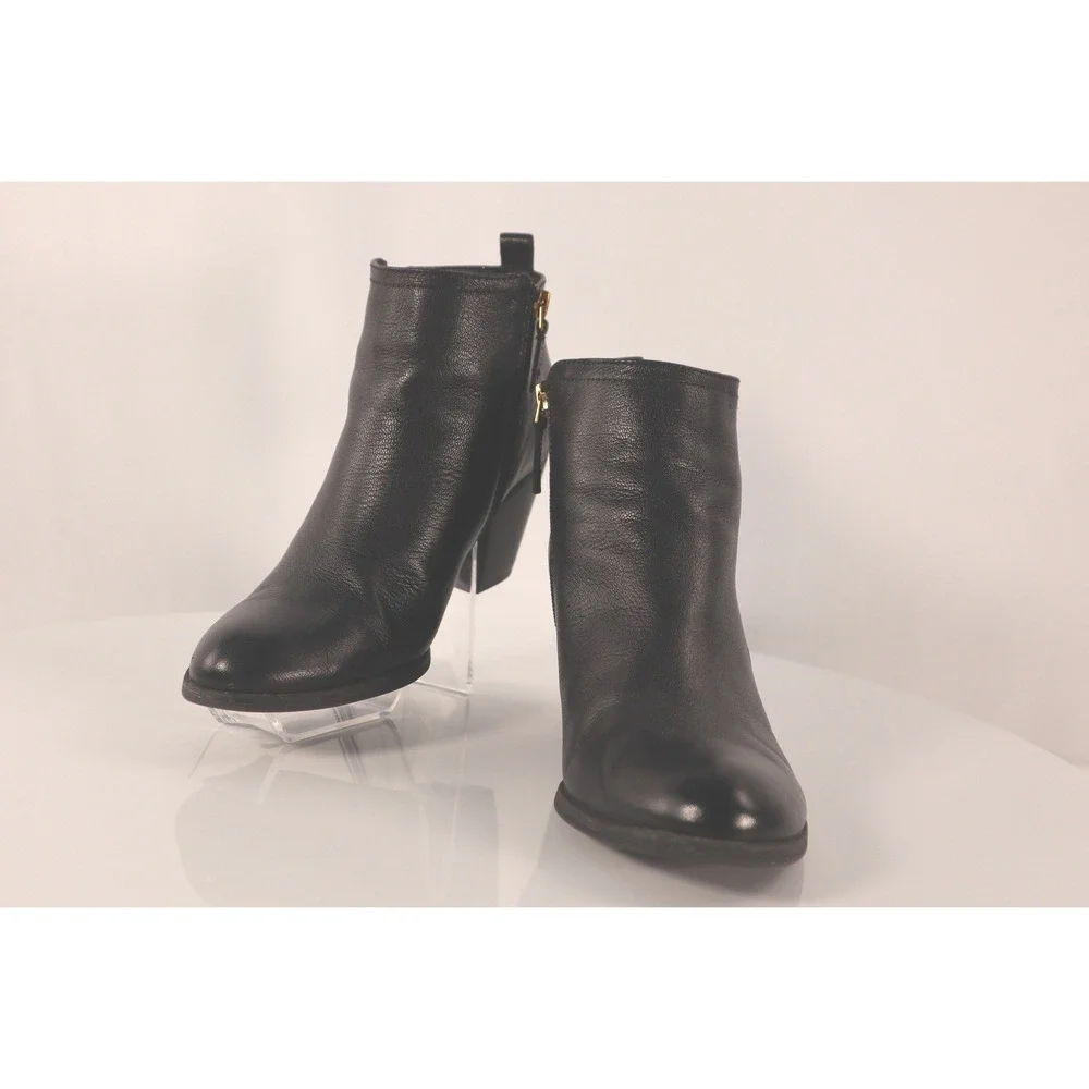 Franco Sarto Women's Diana Black Leather Ankle Boots-Size 9.5M‎